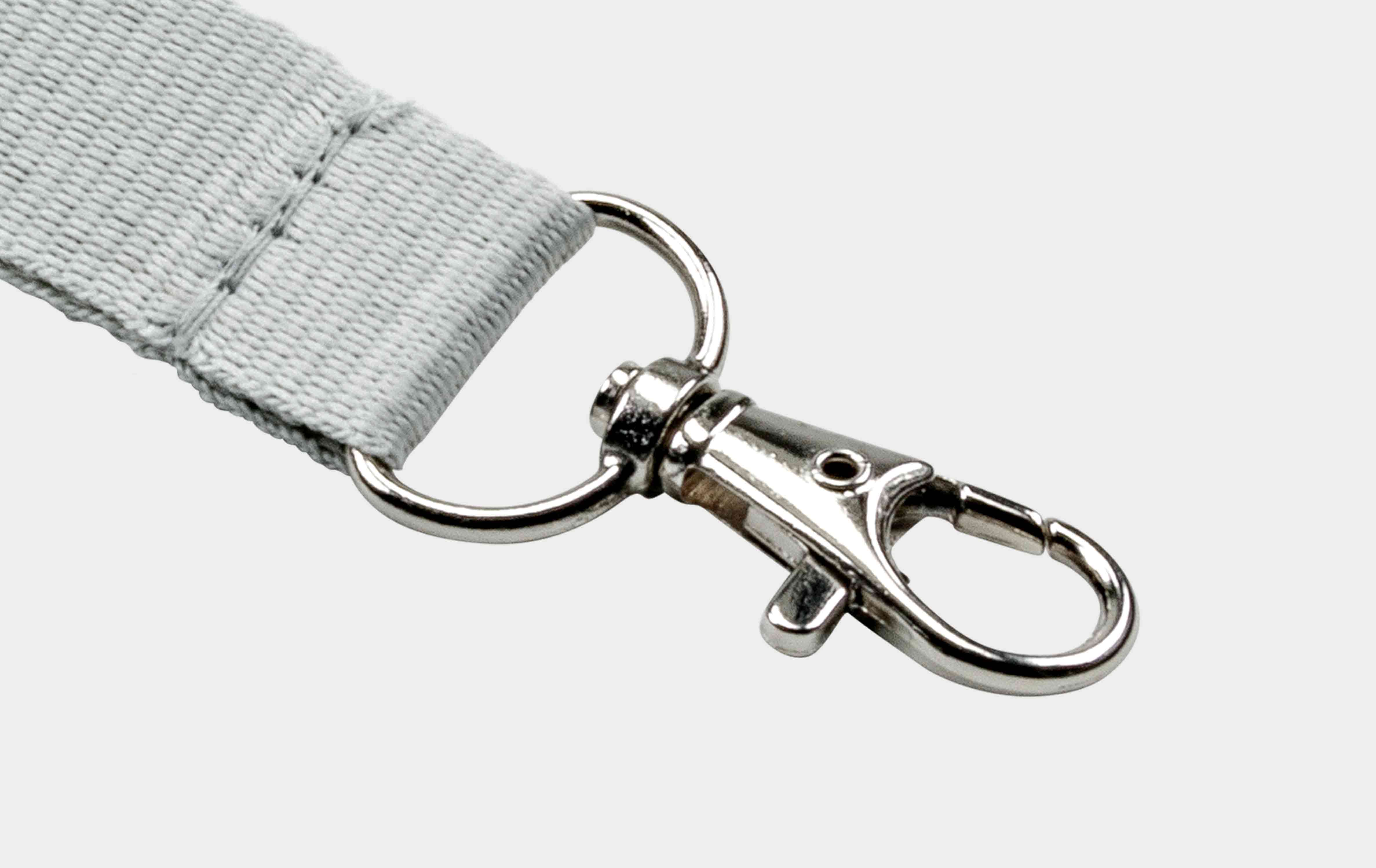 Schlüsselbänder 20 mm, 2x easy going Haken, Sicherheitsverschluss, Schiebeschnalle, Grau