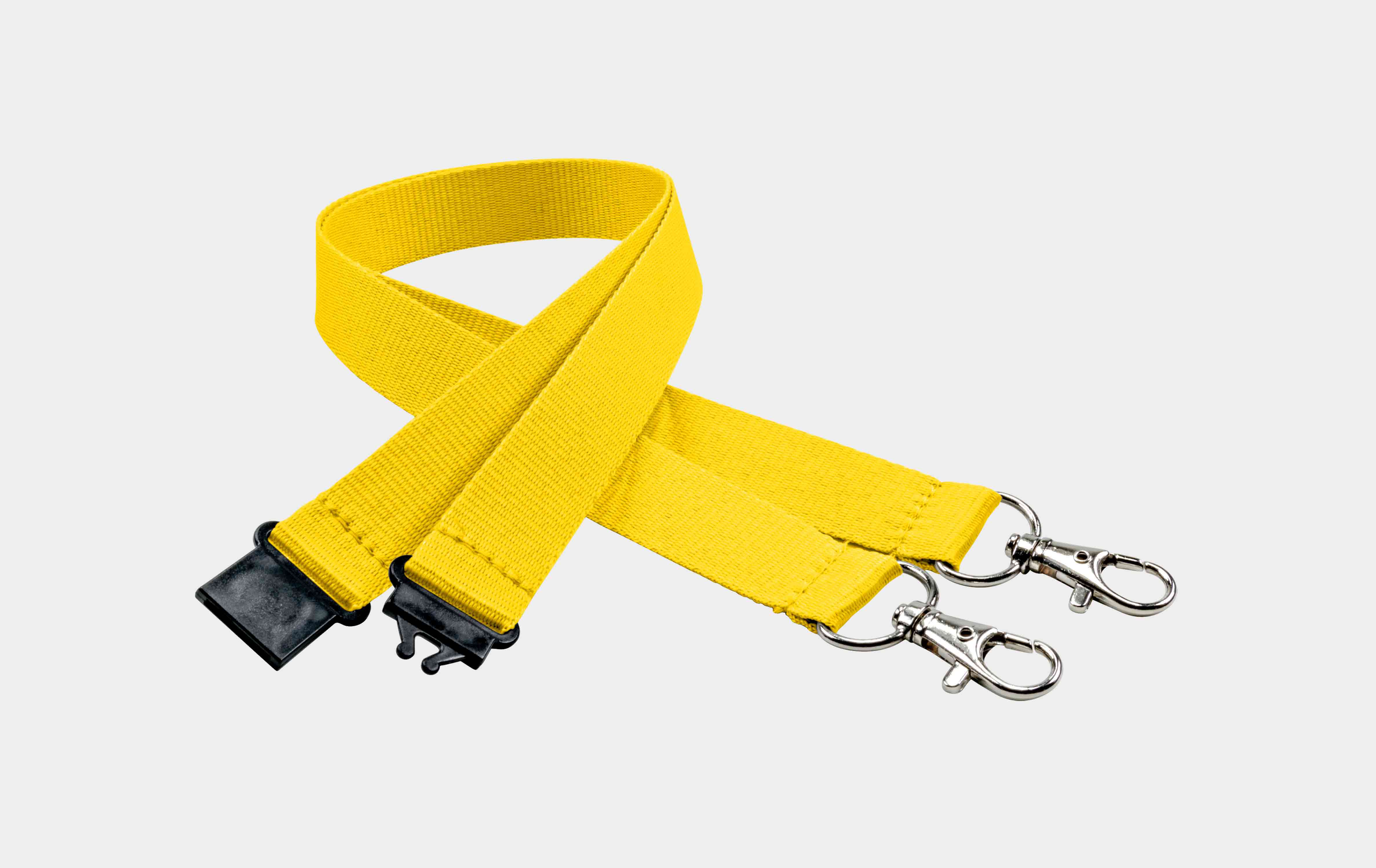 Schlüsselbänder 20 mm, 2x easy going Haken, Sicherheitsverschluss, Gelb